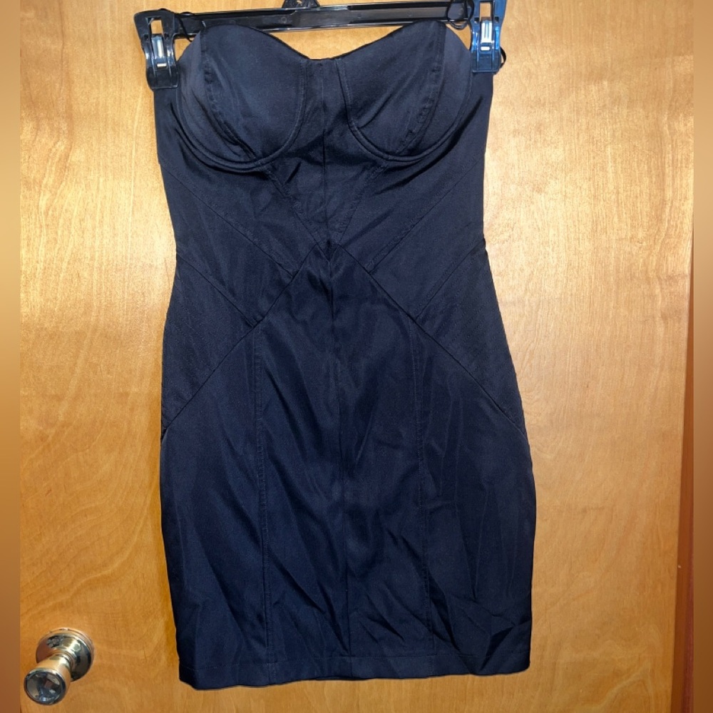 Forever 21 Strapless Asymmetrical Black Mini Dress Juniors Size M